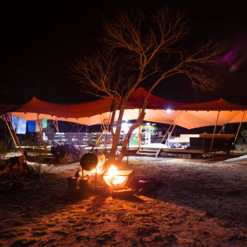 The Larapinta campsites offer stylish and comfortable facilities in an outback wilderness